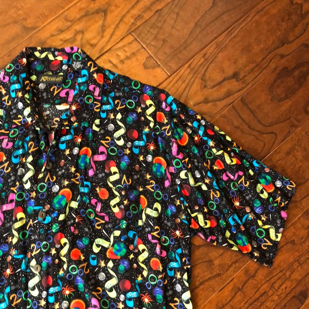 Designs By Anthony Abstract Vintage Shirt Rayon XL